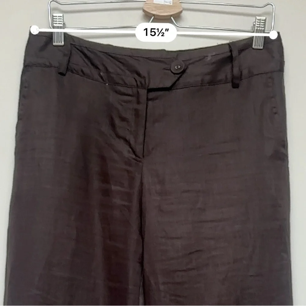 Saint Tropez West Brown 100% Linen Wide Leg Pants Size 6 - Picture 3 of 11